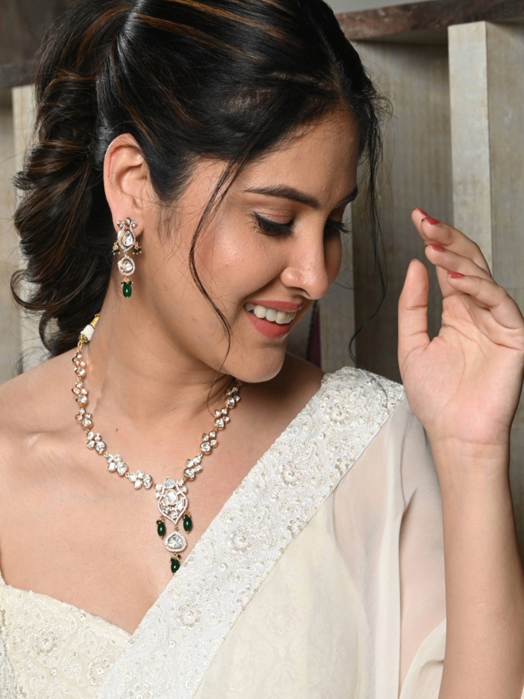 

Stridhan Gold-Plated Blossom Motif Kundan Necklace Set