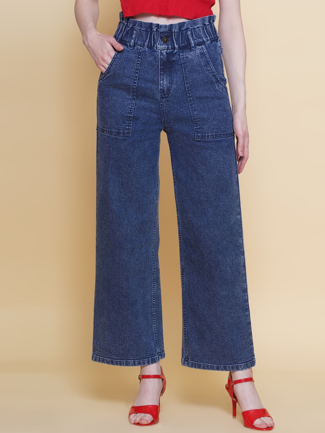

PUELLA Women Straight Fit High-Rise Stretchable Jeans, Blue