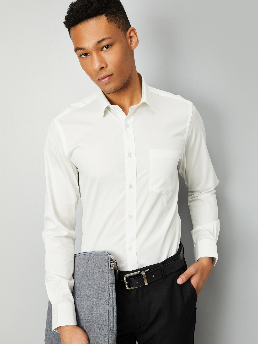 

max Men Opaque Casual Shirt, White