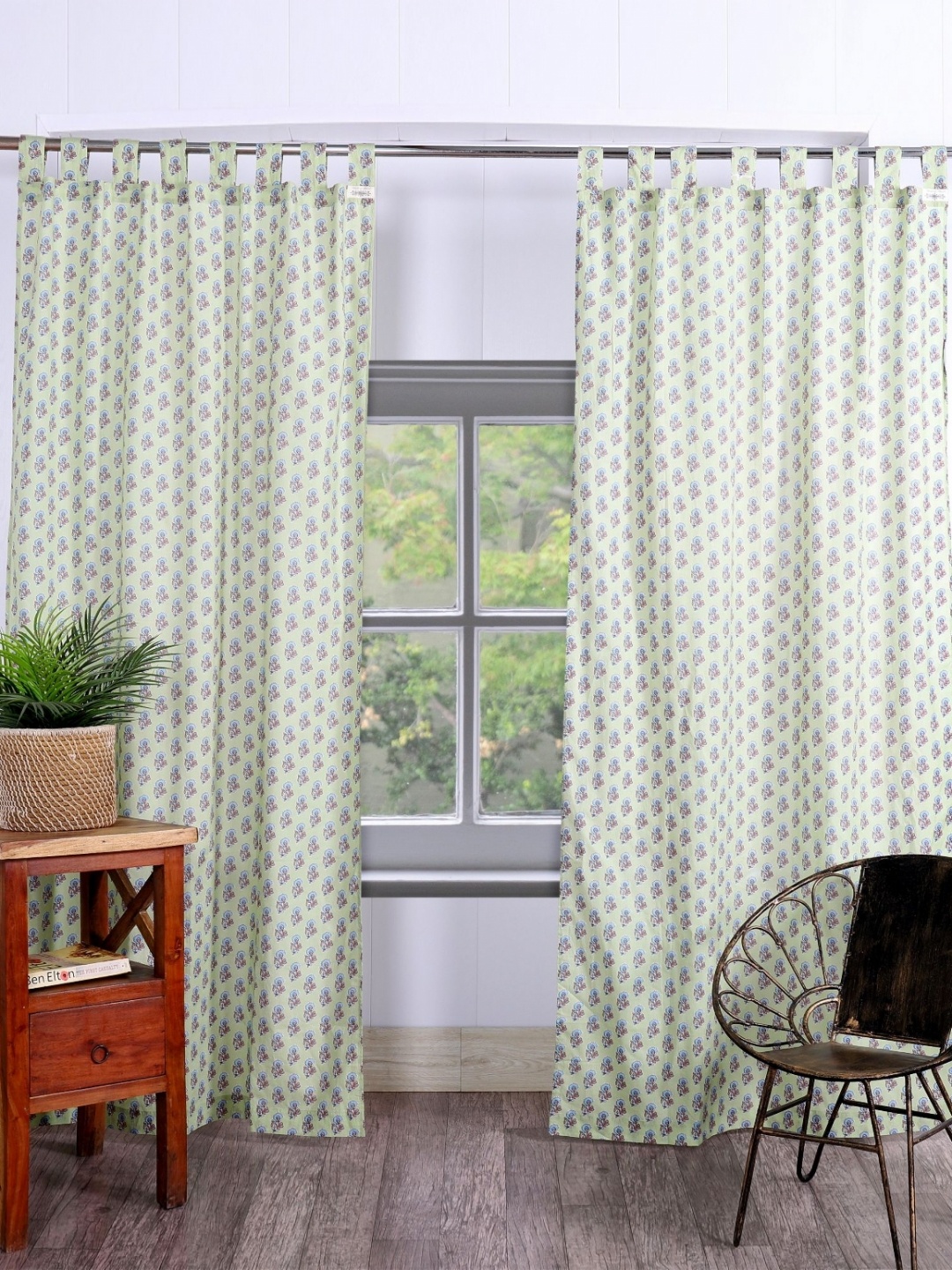 

HANDICRAFT PALACE Green & Blue Set of 2 Floral Door Curtain