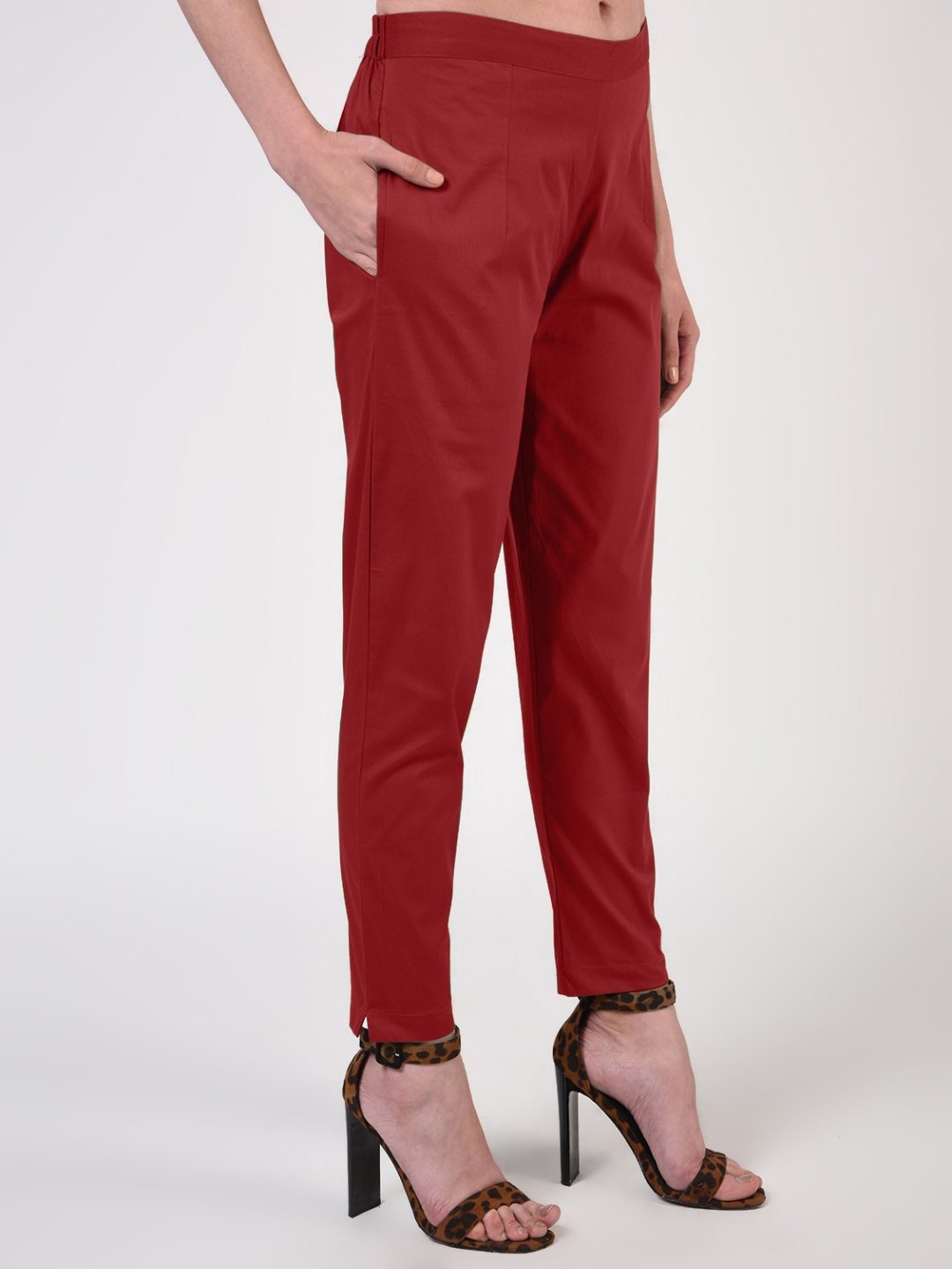

FLOREOS Women Comfort Easy Wash Trousers, Maroon