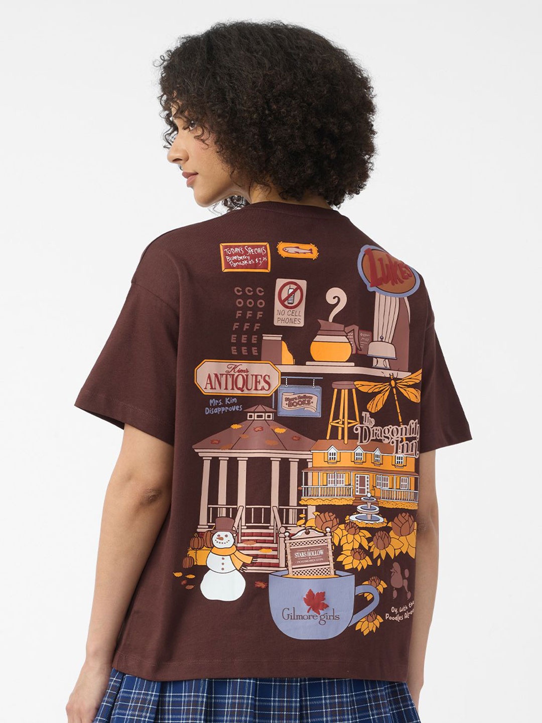 

The Souled Store Women Typography Printed Oversized T-shirt, Brown
