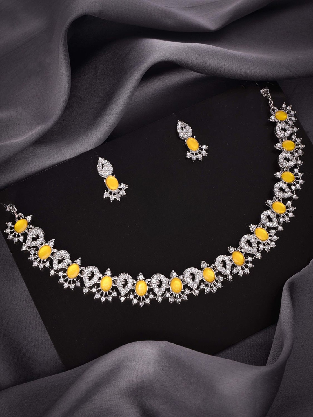 

DIVASTRI Set Of 2 Gold Plated American Diamond Studded Jewellery Sets