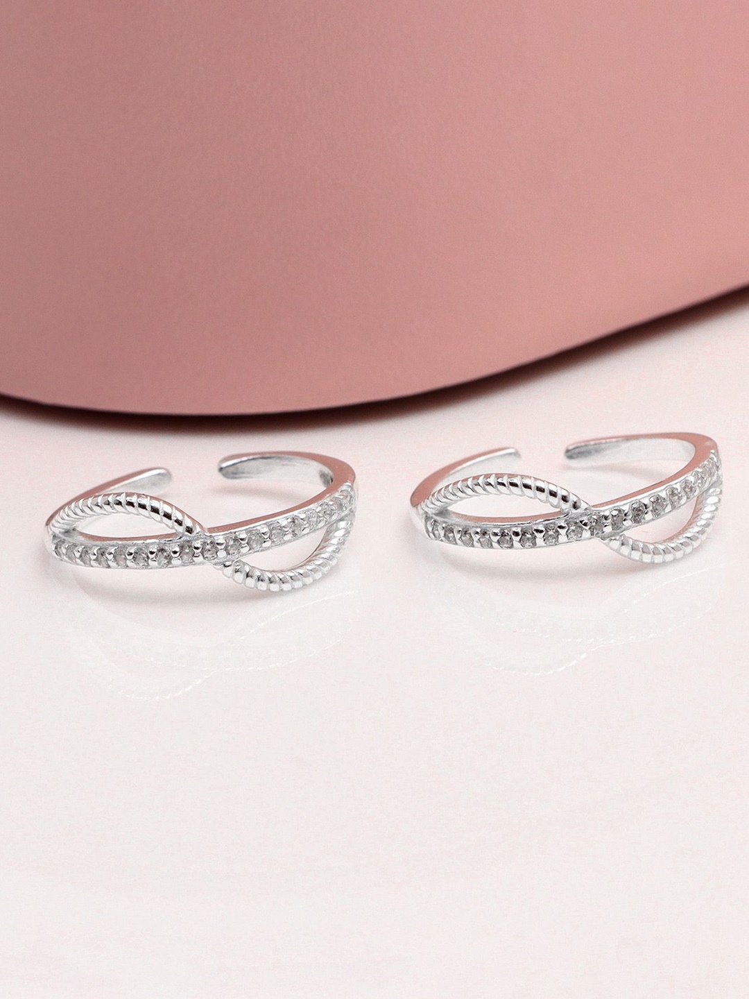 

LeCalla 925 Sterling Silver Rhodium-Plated Cubic Zirconia Studded Toe Rings