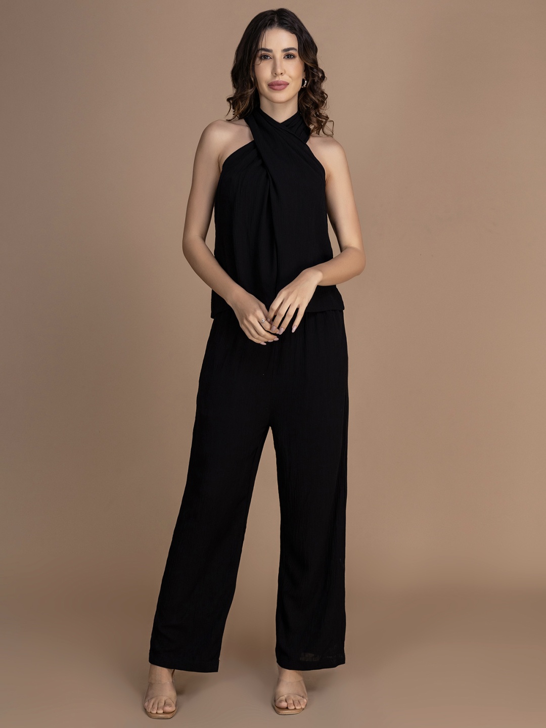 

Moomaya Halter Neck Top With Trousers Co-Ords, Black