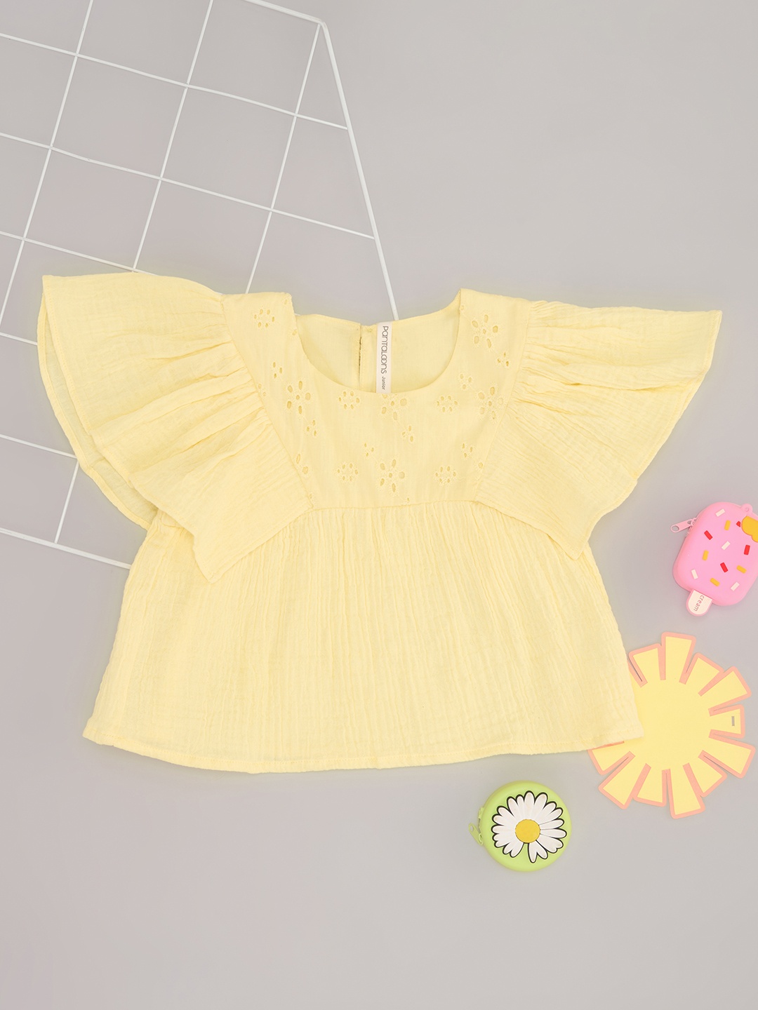 

Pantaloons Junior Flared Sleeve Cotton Top, Yellow