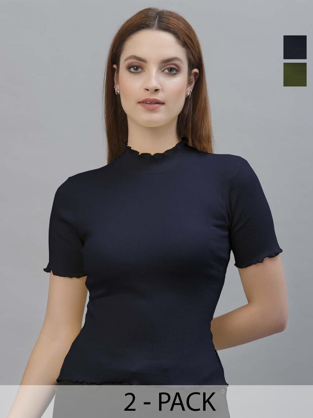 

Friskers Cotton Crop Top, Navy blue