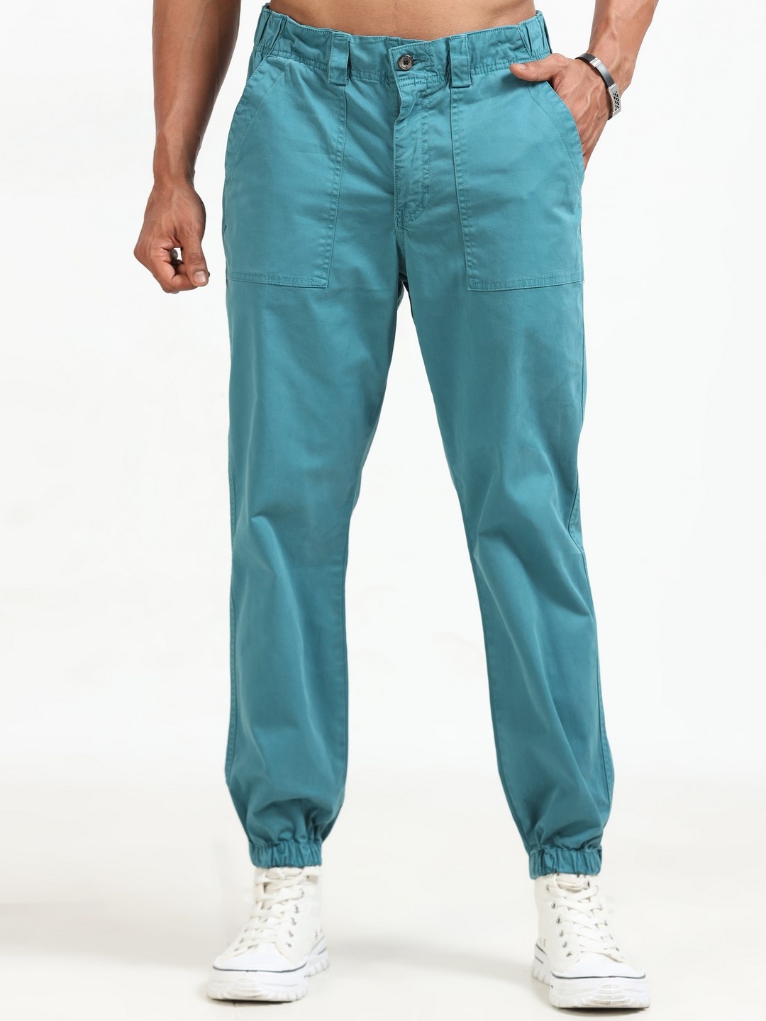 

THE BEETEL HOUSE Men Relaxed Joggers Trousers, Blue