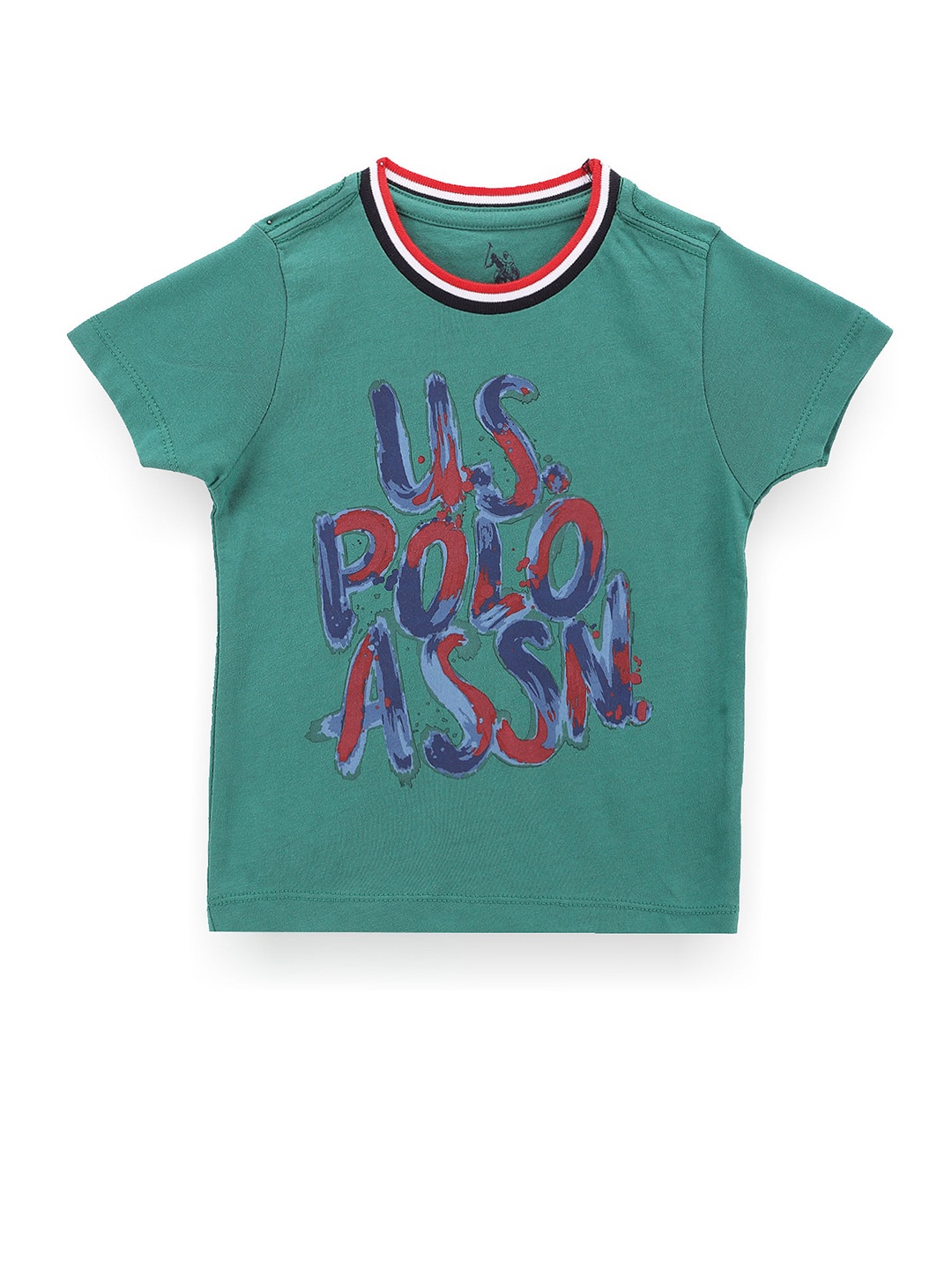

U.S. Polo Assn. Kids Boys Brand Logo Printed Pure Cotton T-shirt, Green