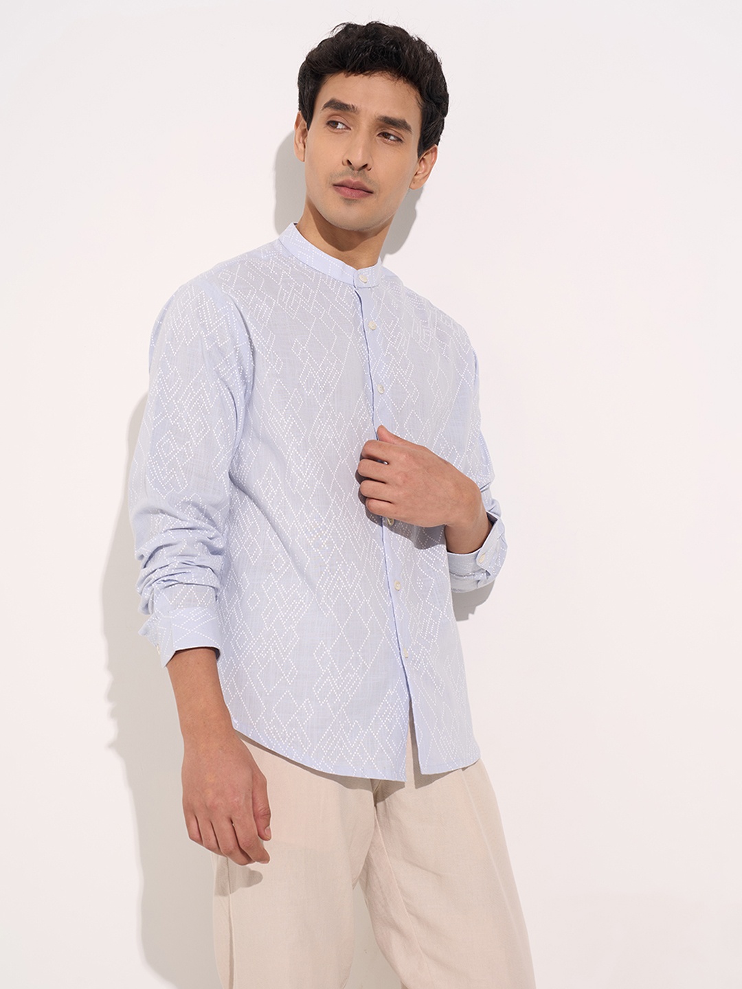 

indus route by Pantaloons Men Opaque Printed Casual Shirt, Blue