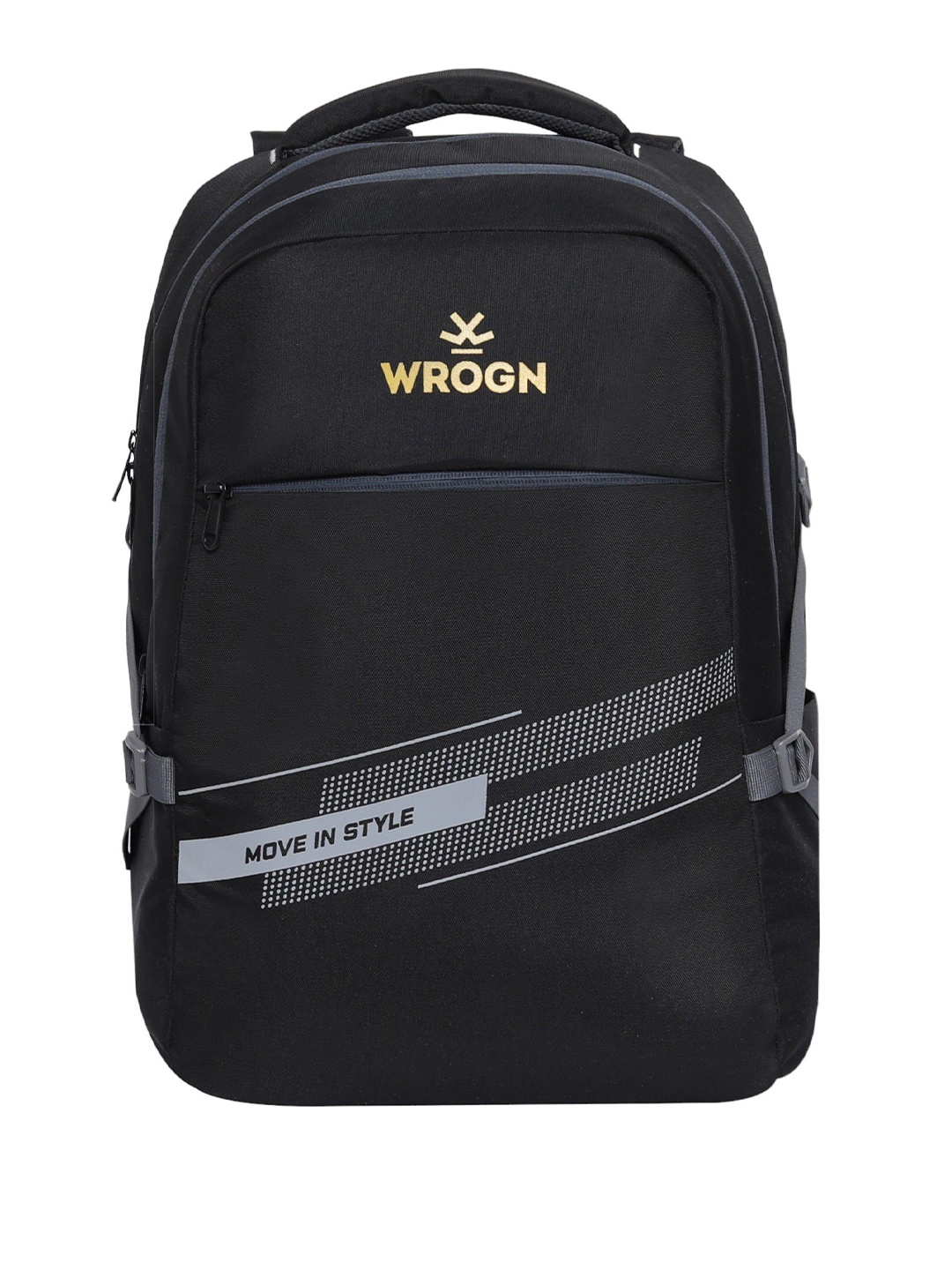 

WROGN Unisex Backpack with Compression Straps, Black