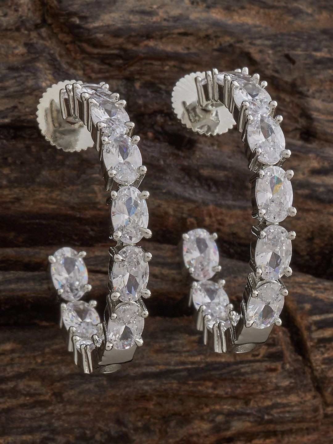 

Kushal's Fashion Jewellery Classic Half Hoop Earrings, White