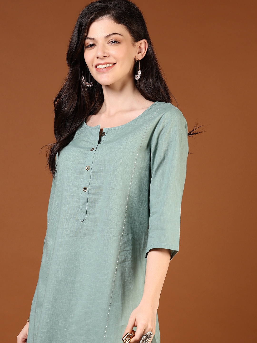 

V-Mart Women Mirror Work Kurta, Green