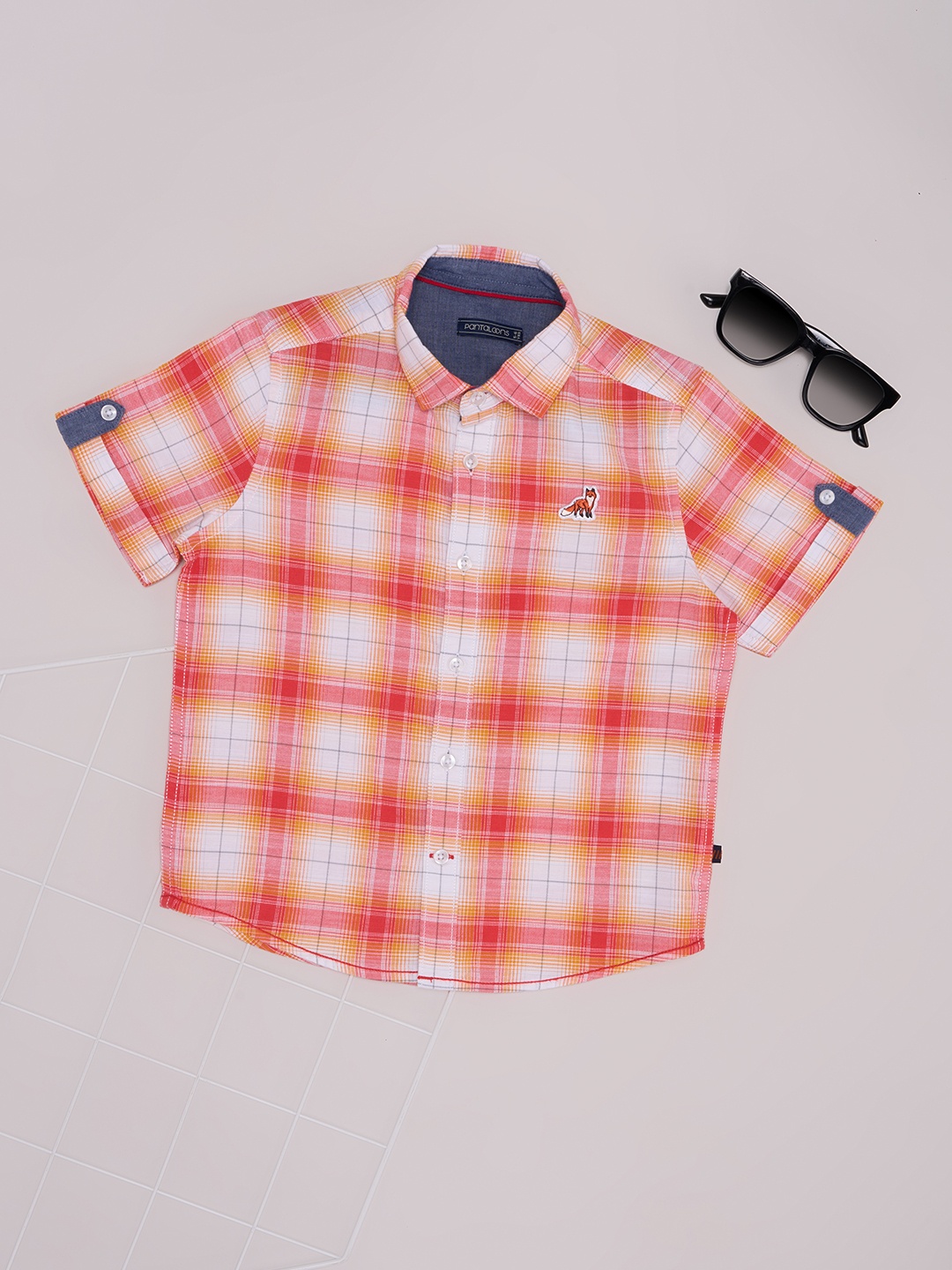 

Pantaloons Junior Boys Opaque Party Shirt, Red
