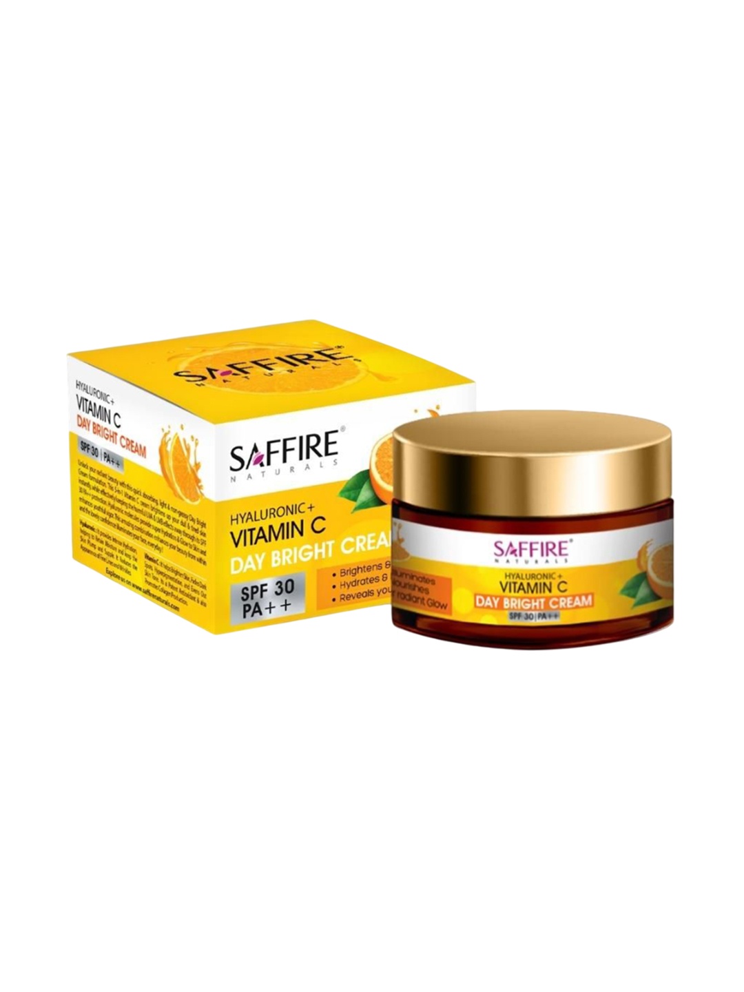 

Saffire Naturals Hyaluronic + Vitamin C Day Bright Cream With SPF 30 PA++ - 50g, Brown