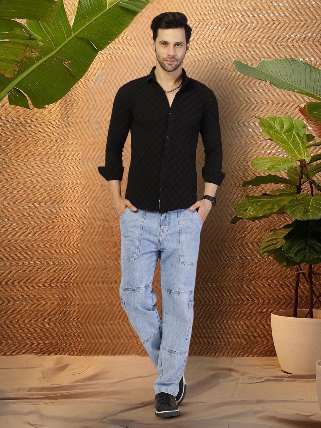 

Moda Rapido Men Original Opaque Casual Shirt, Black