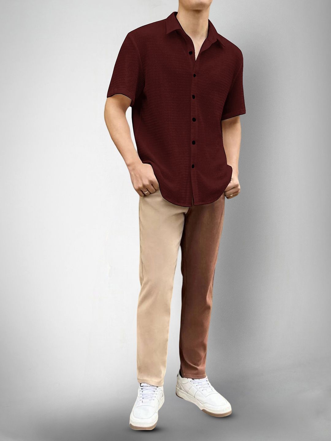 

Moda Rapido Men Original Opaque Casual Shirt, Maroon