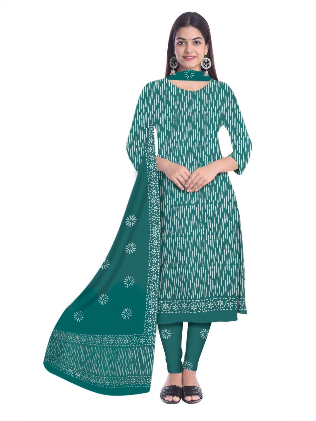 

Farooq Dyeing Abstract Printed Pure Cotton Unstitched Dress Material, Teal