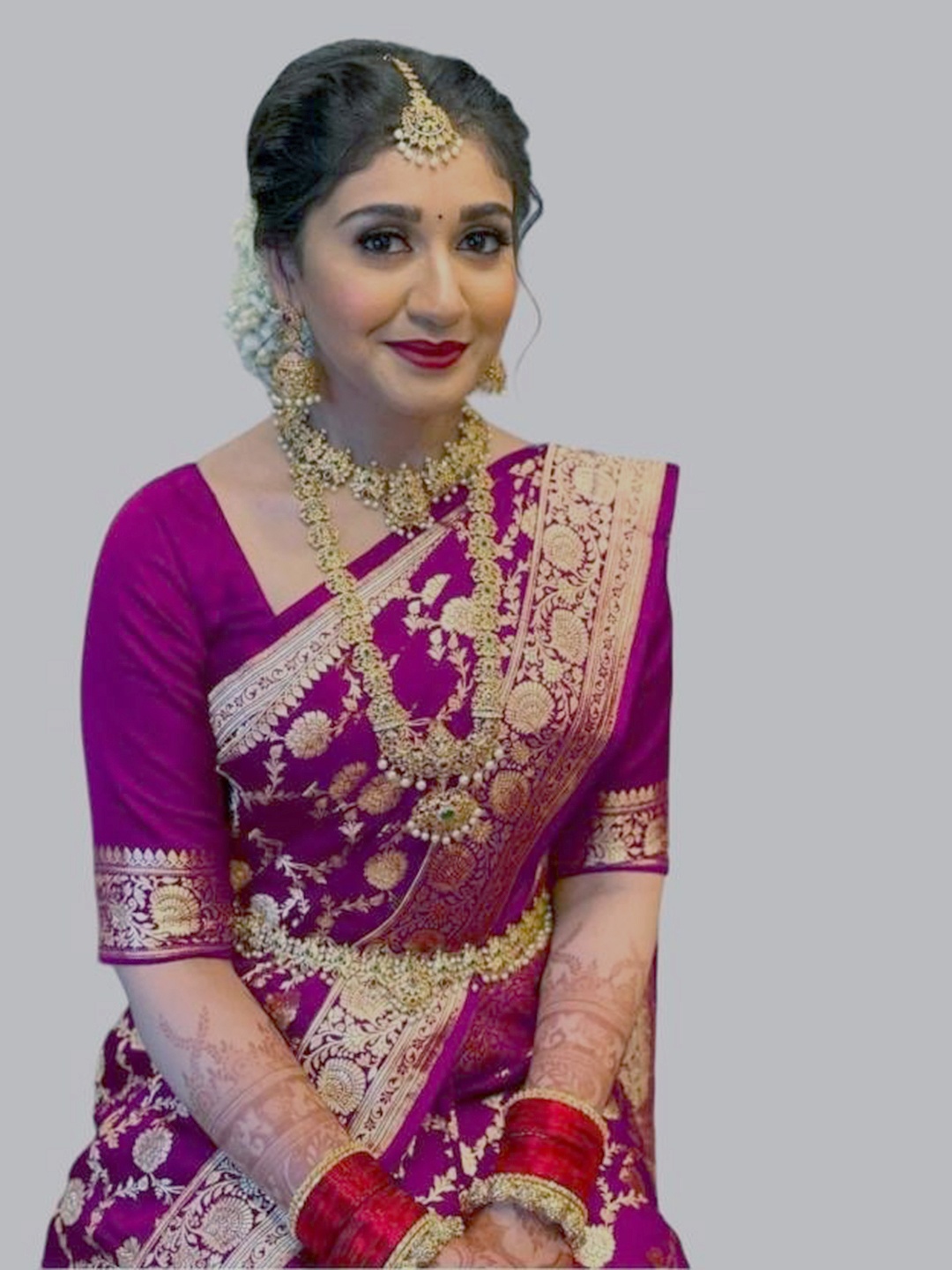 

MUSKAN CREATION Woven Design Zari Kanjeevaram Saree, Purple