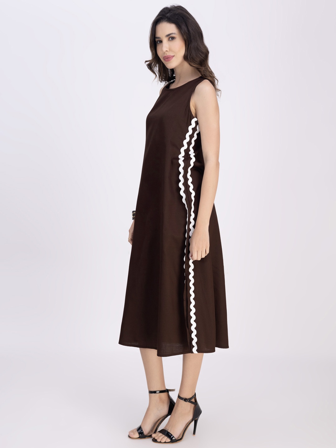 

Moomaya A-Line Midi Dress, Brown