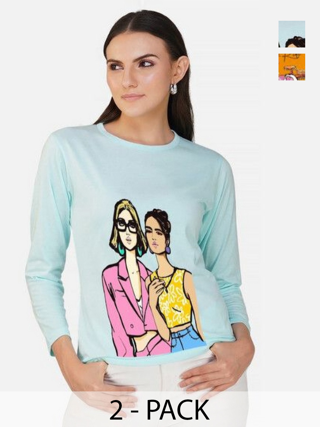 

Metronaut Women 2 Printed Bio Finish T-shirt, Mustard
