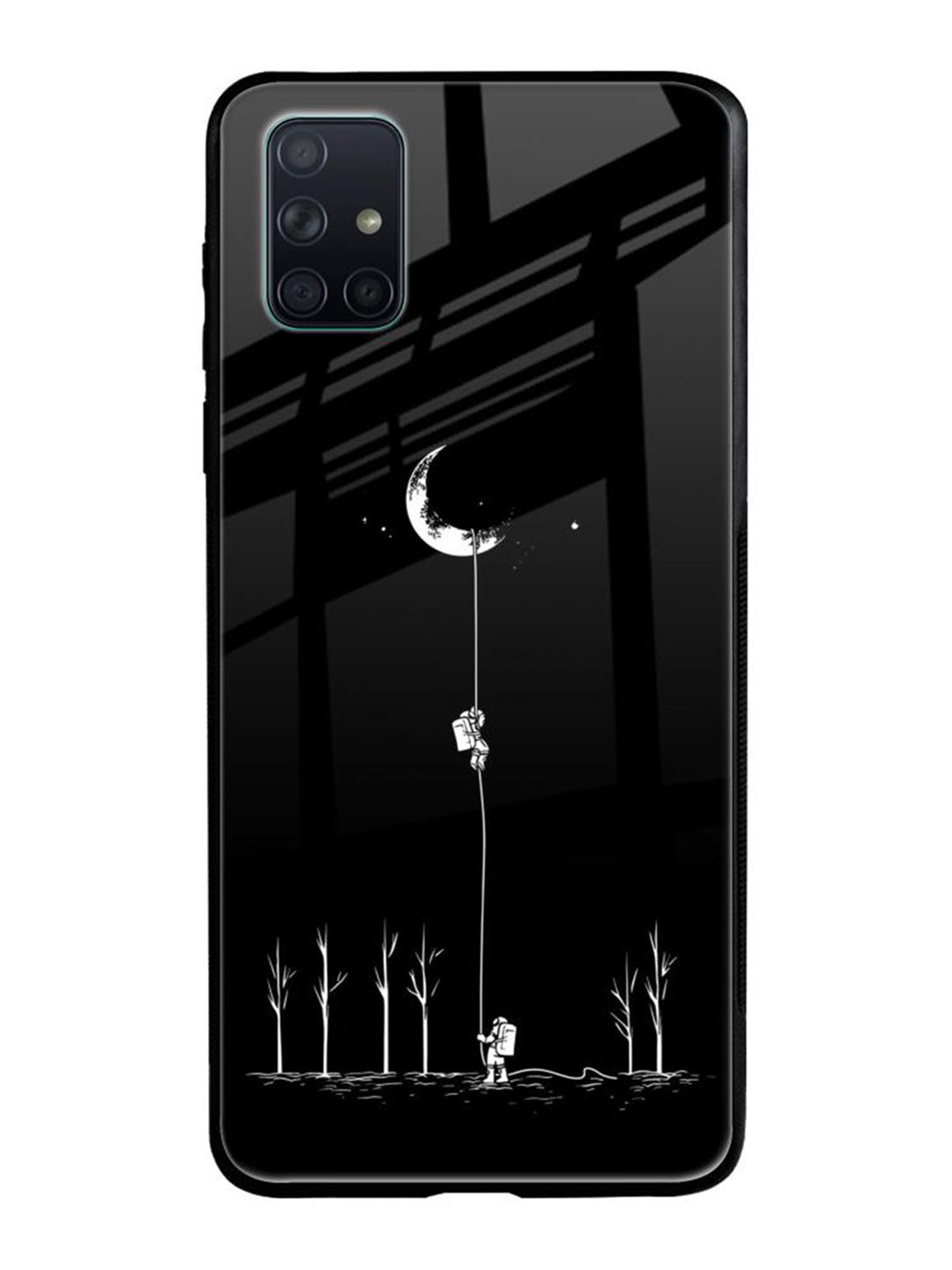 

QRIOH Geometric Printed Samsung Galaxy A51 Back Case Mobile Accessories, Black