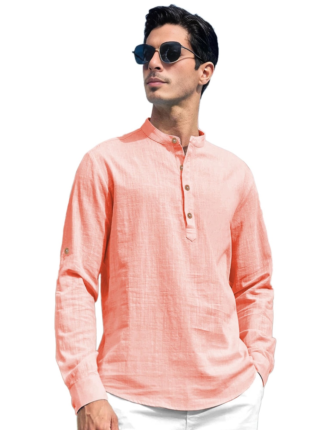 

Amrit Topwear Men Relaxed Slim Fit Opaque Casual Shirt, Peach