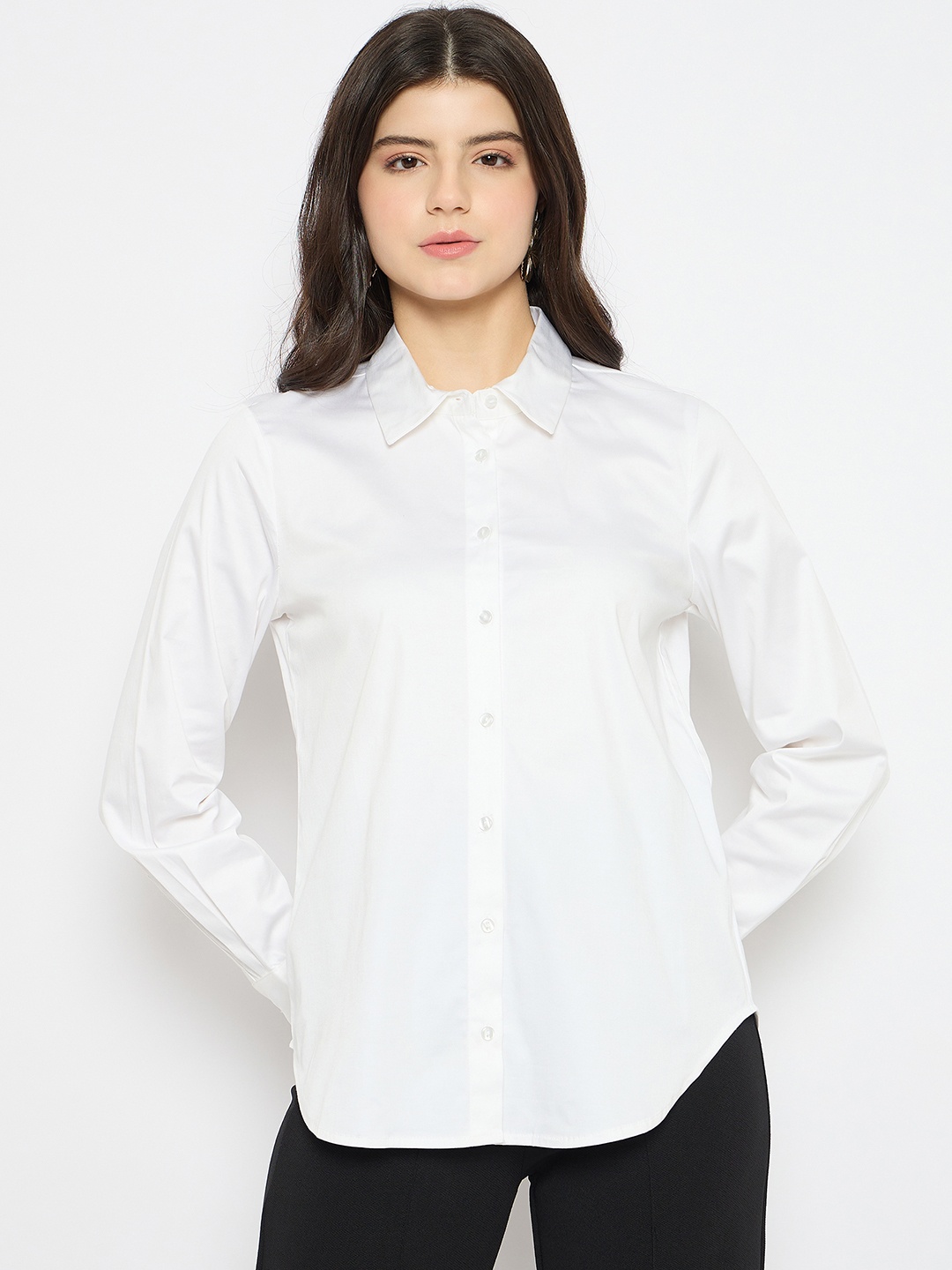 

Madame Women Opaque Casual Shirt, White