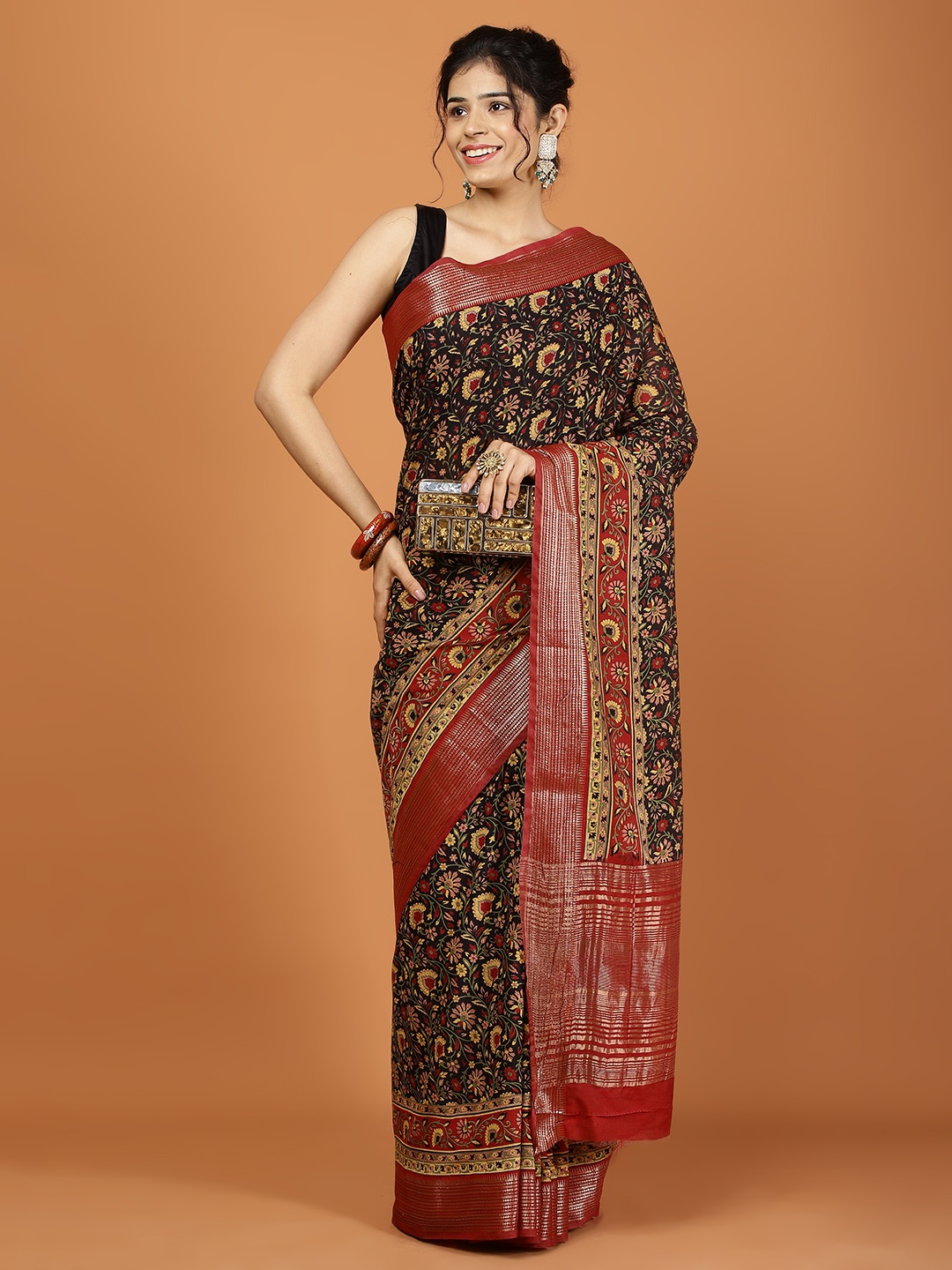 

Meena Bazaar Saree, Black