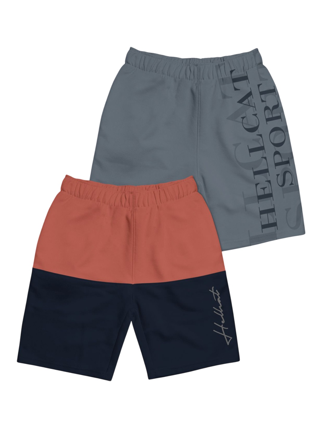 

HELLCAT Boys Typography Printed Shorts, Orange