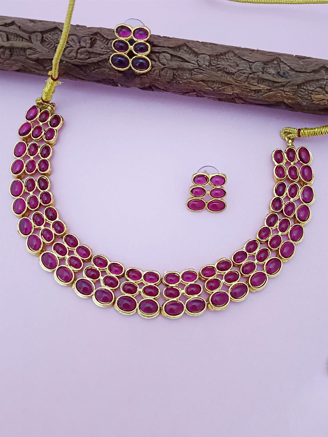 

EVY Gold-Plated Cubic Zirconia Studded Jewellery Set
