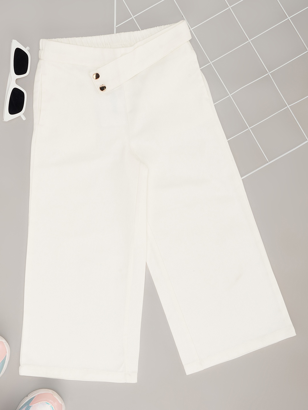 

Pantaloons Junior Girls Flared Trousers, Off white