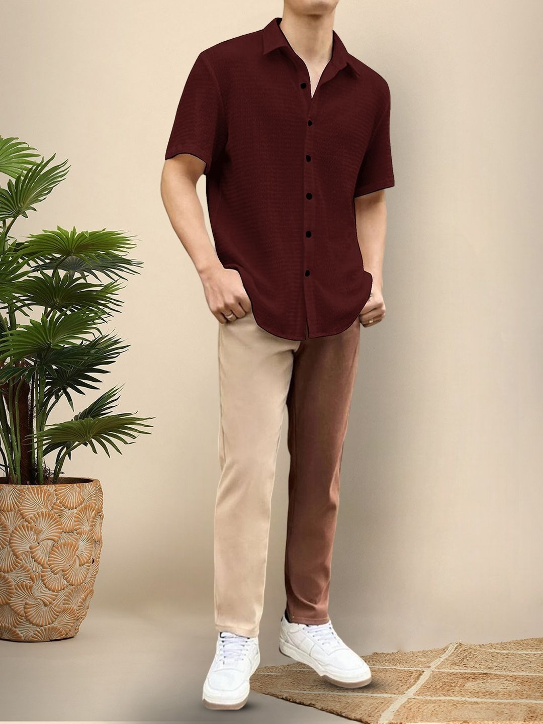 

Moda Rapido Men Original Opaque Casual Shirt, Maroon