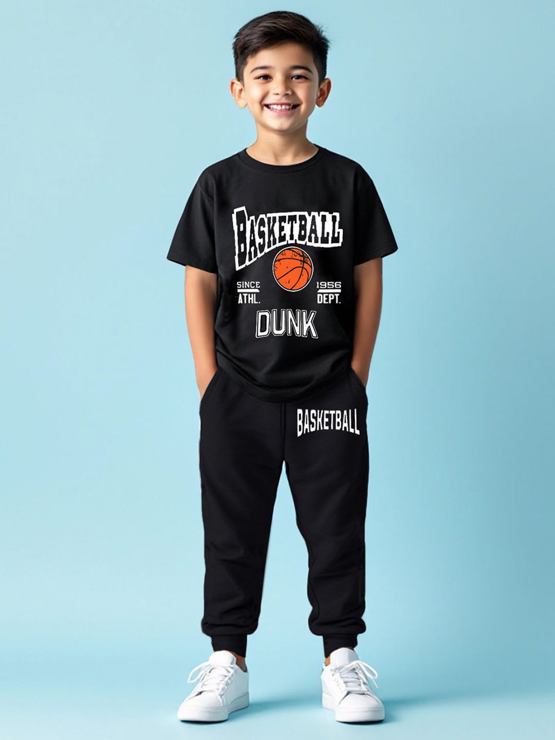

HERE&NOW Boys Printed T-Shirt and Joggers, Black