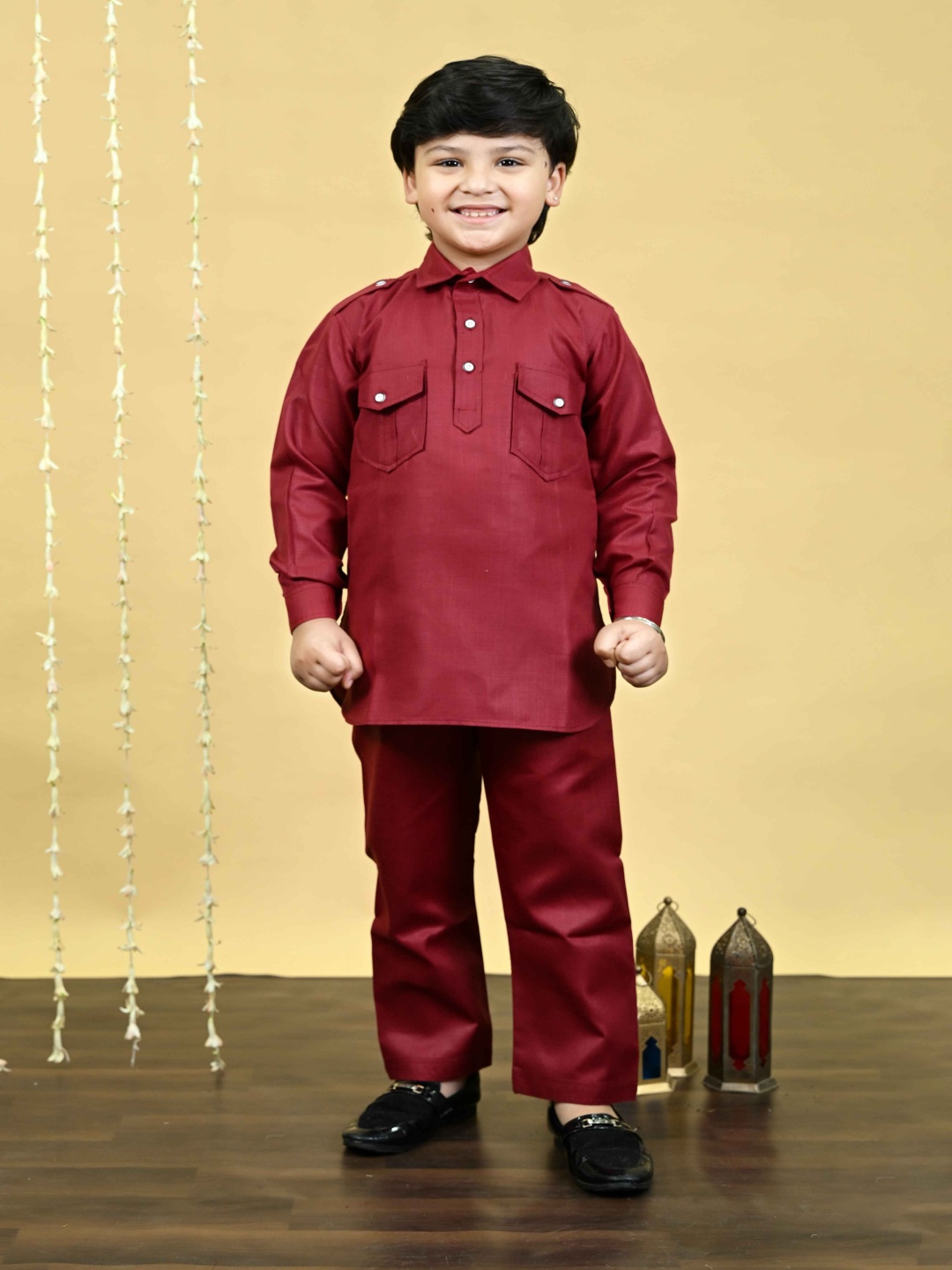 

BT DEZINES Boys Regular Kurta with Salwar, Maroon