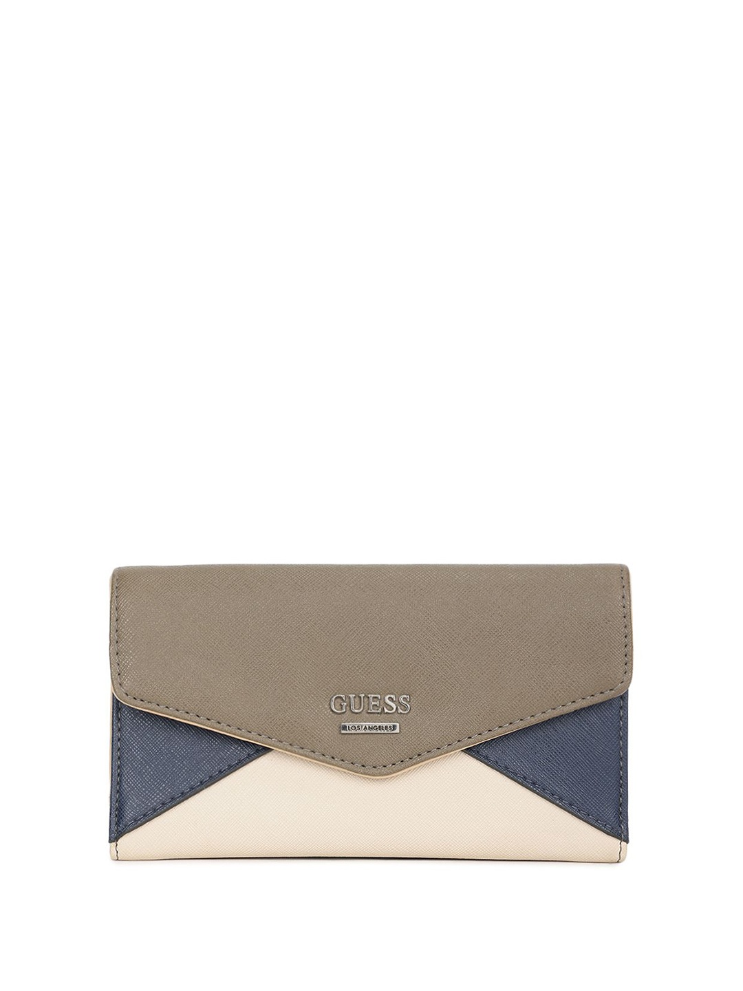 

GUESS Women Colourblocked Zip Detail Three Fold Wallet, Olive