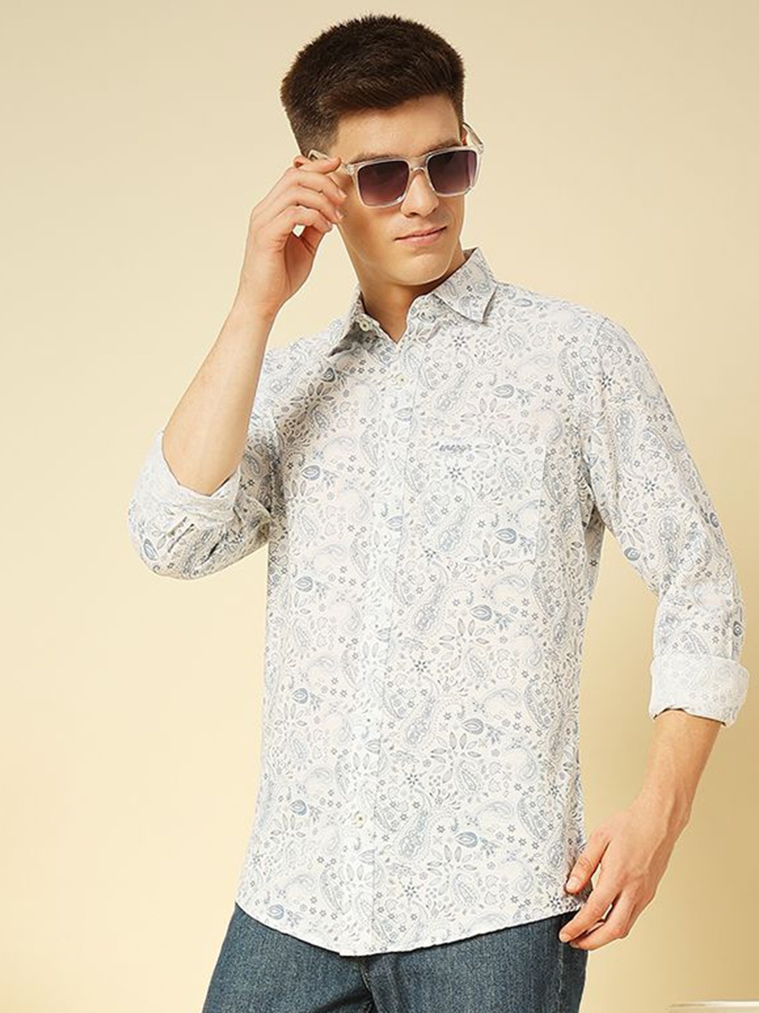 

ENSPYR Men Opaque Printed Casual Shirt, Blue