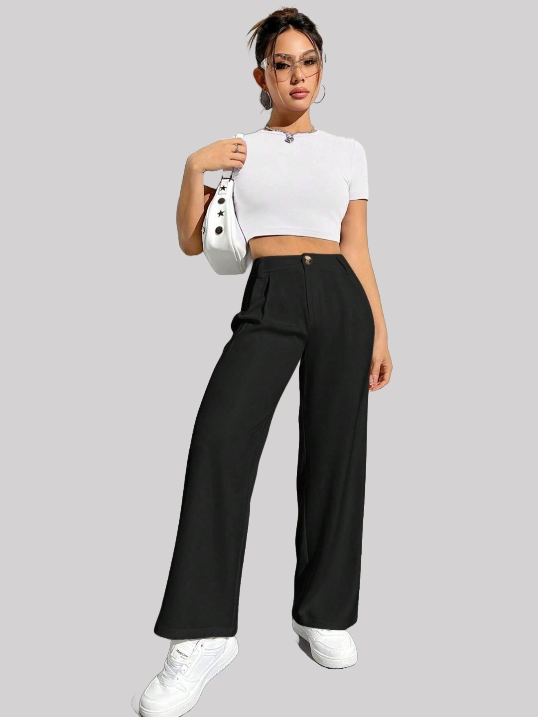 

Chemistry Women Custom Straight Fit High-Rise Trousers, Black