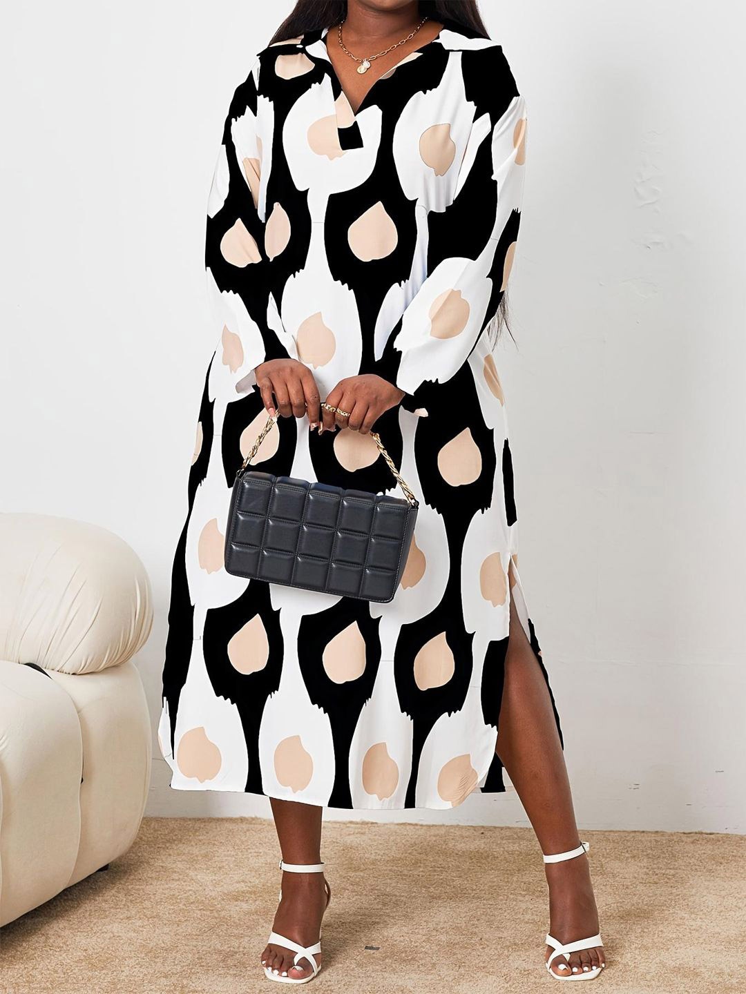 

all about you Print A-Line Maxi Dress, Black