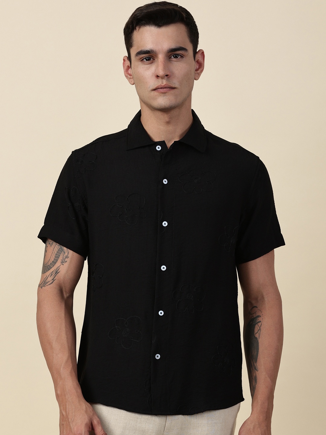 

Thomas Scott Men Premium Opaque Casual Shirt, Black