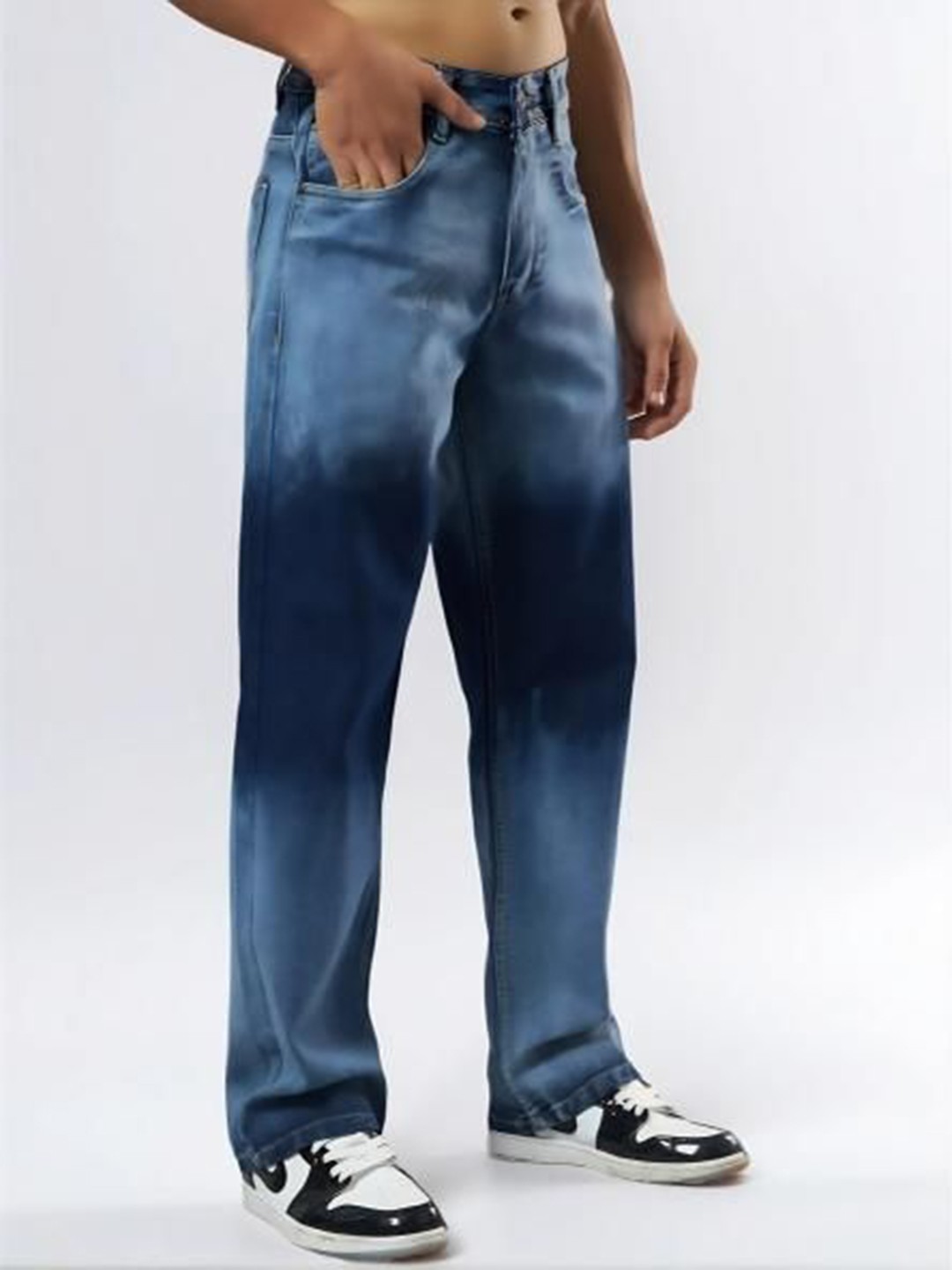 

Moda Rapido Men Straight Fit Low Distress Heavy Fade Jeans, Blue