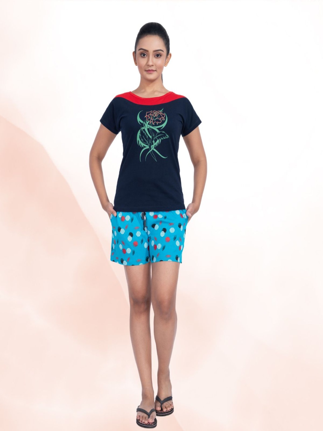 

StyleAOne Printed T-Shirt With Shorts Co-Ords, Blue