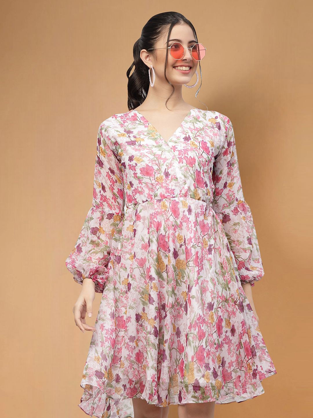 

Moda Rapido Floral Print Applique Fit & Flare Dress, Multi