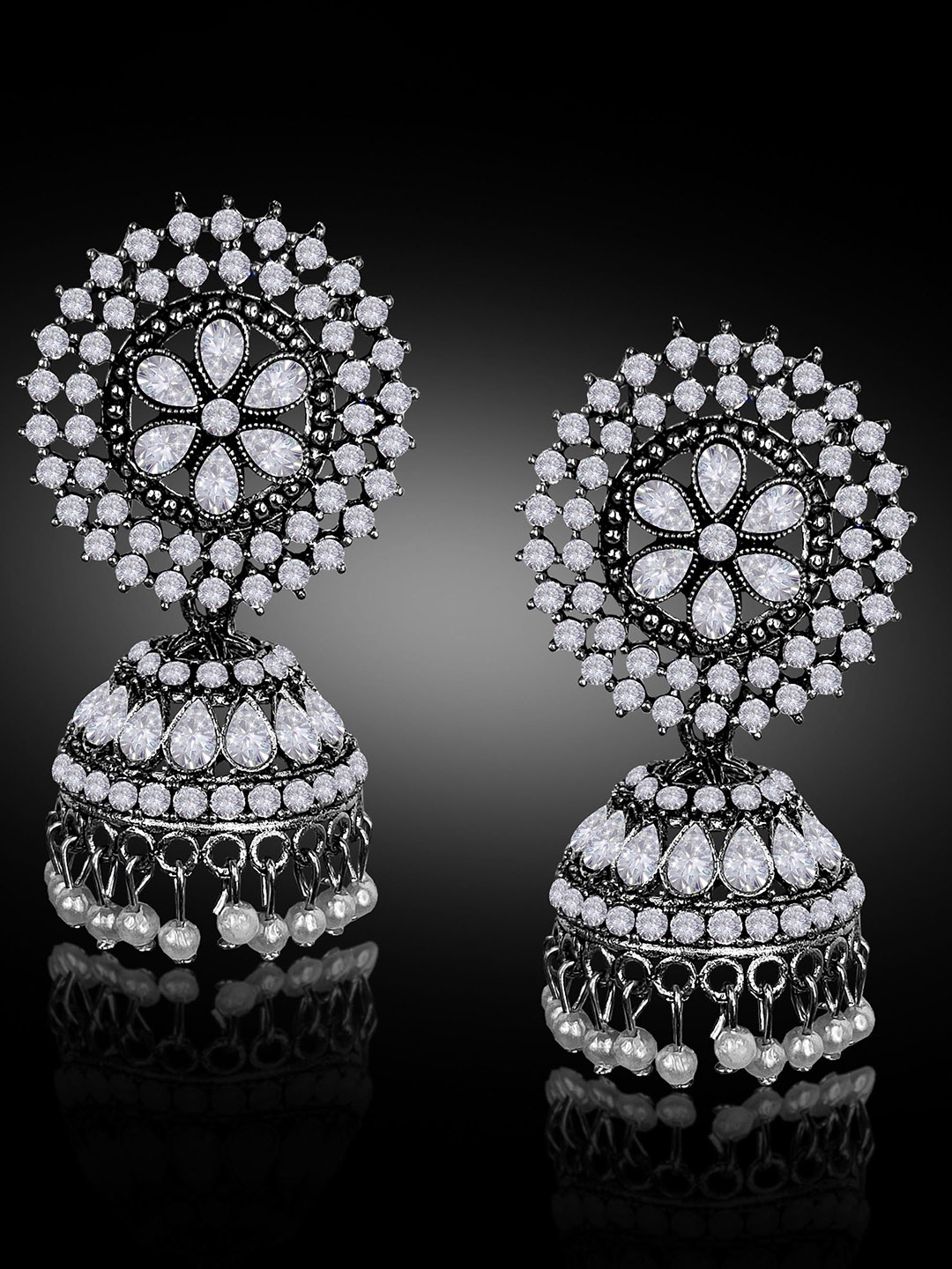 

Adhvik Classic Jhumkas Earrings, White