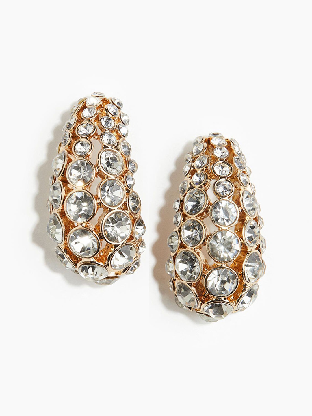 

H&M Rhinestone-Embellished Dome Earrings, Gold