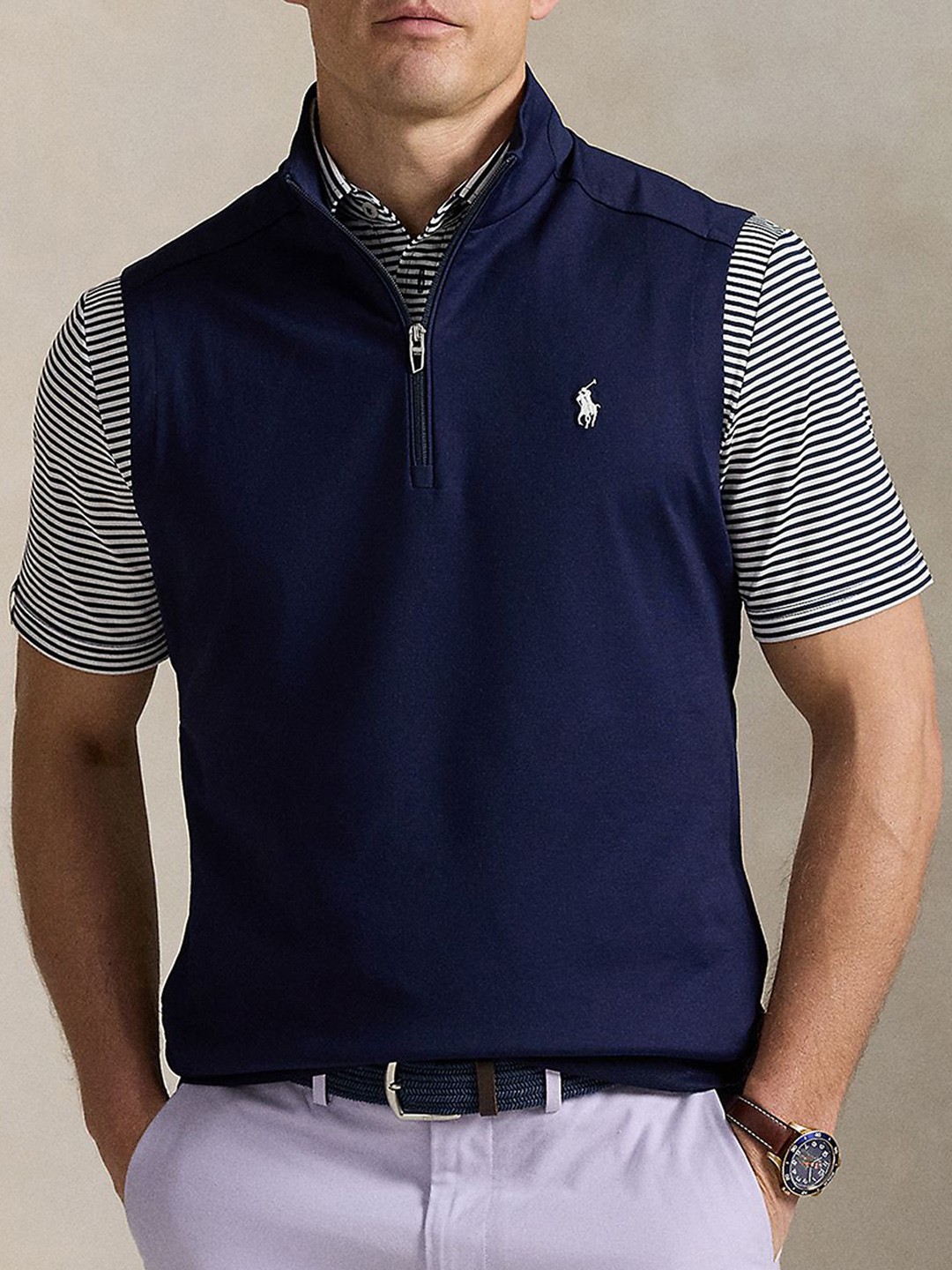 

Polo Ralph Lauren Stretch Jersey Quarter-Zip Gilet, Navy blue