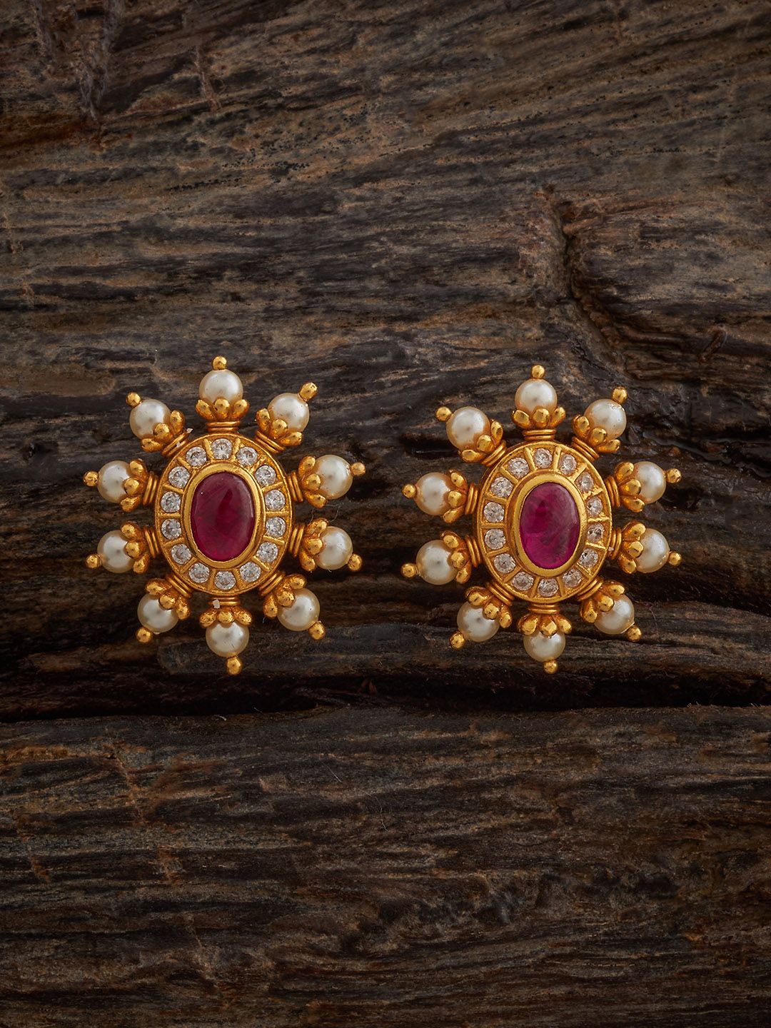 

Kushal's Fashion Jewellery Contemporary Studs Earrings, Red