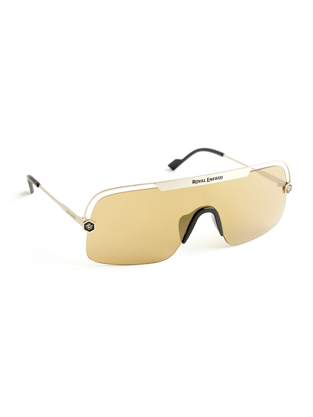 

Royal Enfield Men Shield Sunglasses with UV Protected Lens, Brown