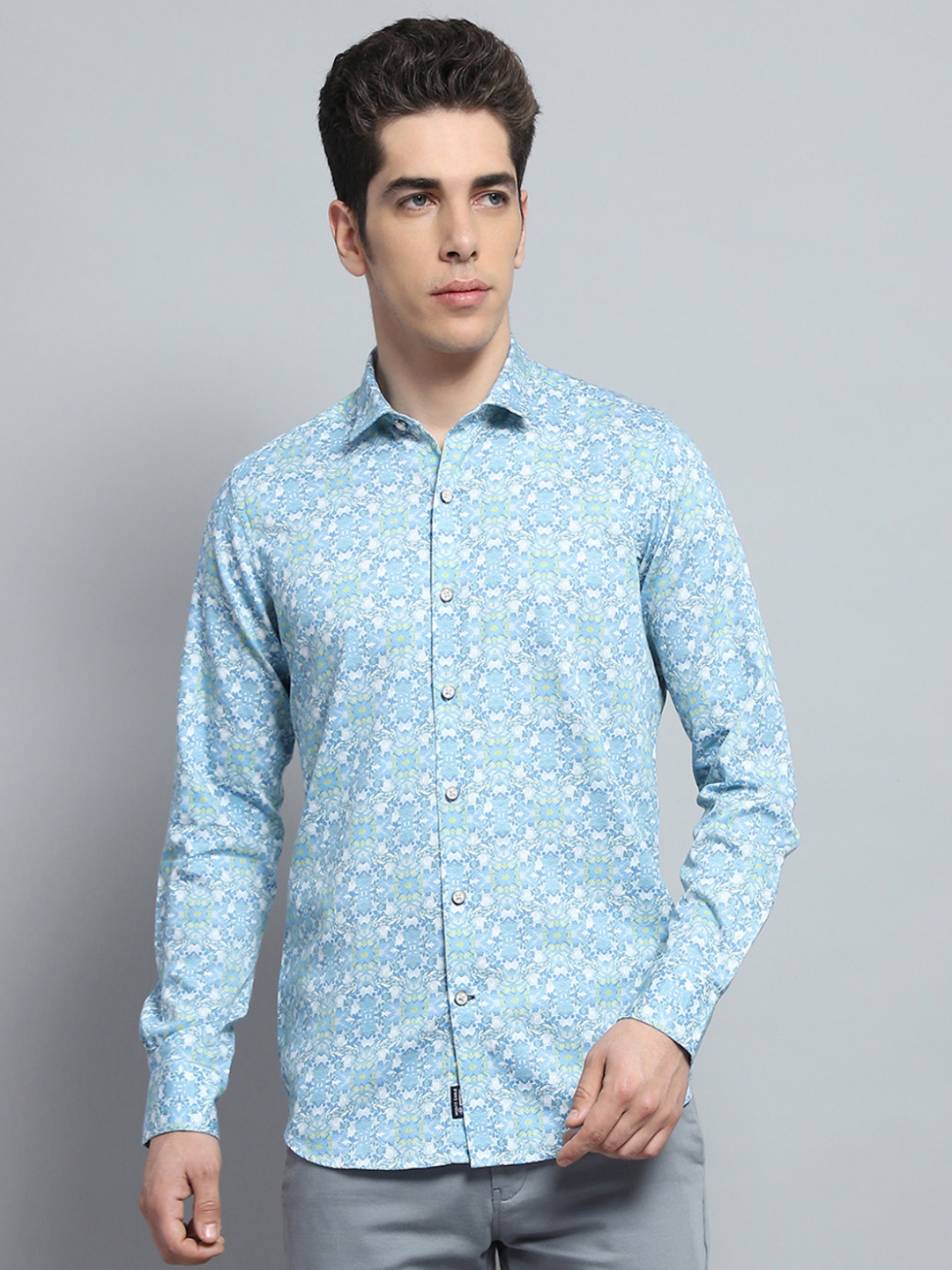 

Monte Carlo Men Floral Opaque Printed Casual Shirt, Blue