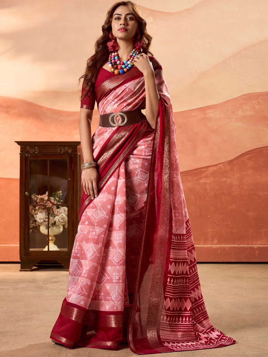 

LeeliPeeri Designer Zari Saree, Peach